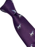 Plum aubergine purple tie with embroidered beagle bloodhound hunting gun dog design