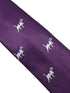 Plum aubergine purple tie with embroidered beagle bloodhound hunting gun dog design