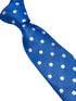 Medium electric blue tie with white polka spots
