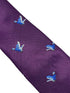 Plum aubergine purple tie with embroidered hunting partridge bird design