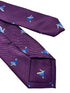 Plum aubergine purple tie with embroidered hunting partridge bird design