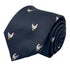 Navy dark blue tie with embroidered chicken design