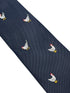 Navy dark blue tie with embroidered chicken design