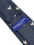 Navy dark blue tie with embroidered chicken design