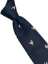 Navy dark blue tie with embroidered chicken design