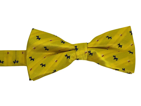 Yellow gold scotty dog adult bow tie