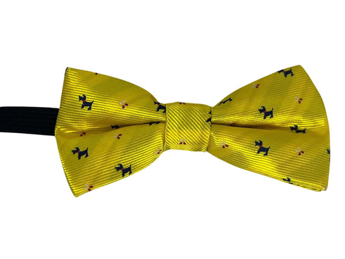 Yellow gold scotty dog child's bow tie