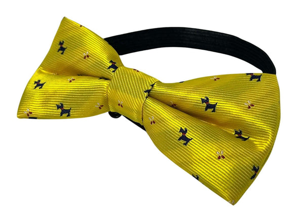 Yellow gold scotty dog child's bow tie