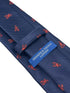 Navy dark blue tie with embroidered red lobster nautical sea design