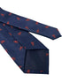 Navy dark blue tie with embroidered red lobster nautical sea design