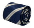 Navy dark blue tie with bronze and white stripe