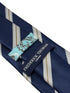 Navy dark blue tie with bronze and white stripe