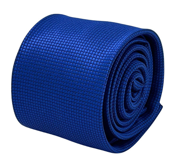 Royal bright electric blue tie with subtle squared design