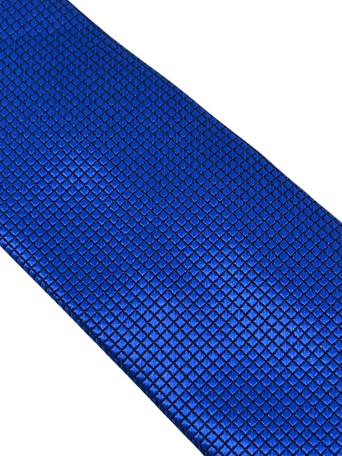 Royal bright electric blue tie with subtle squared design