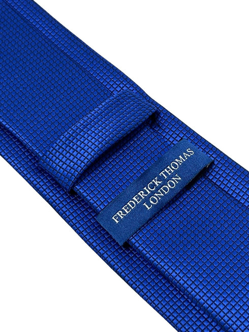 Royal bright electric blue tie with subtle squared design