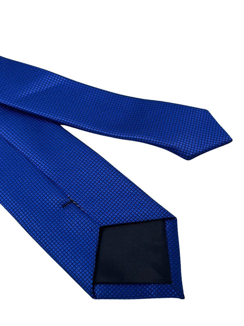 Royal bright electric blue tie with subtle squared design