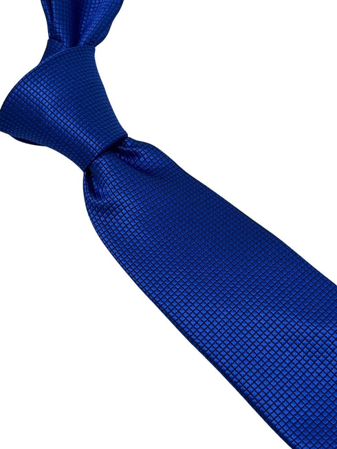 Royal bright electric blue tie with subtle squared design