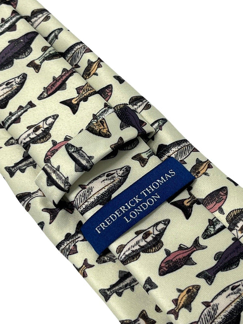 Ivory cream tie with bass carp trout sea fish-ing