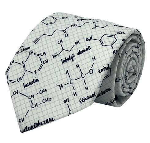 Ivory cream tie with chemical equation science