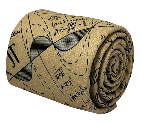 Beige cream gold with maths equations algebra Einstein tie