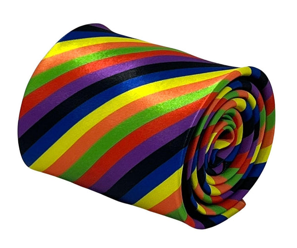 Multicoloured rainbow stripe tie