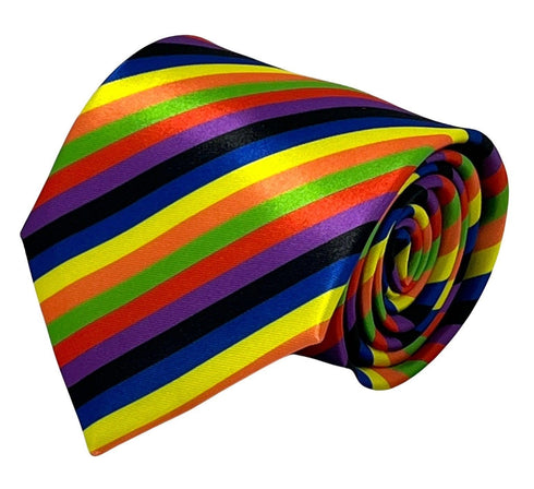 Multicoloured rainbow stripe tie