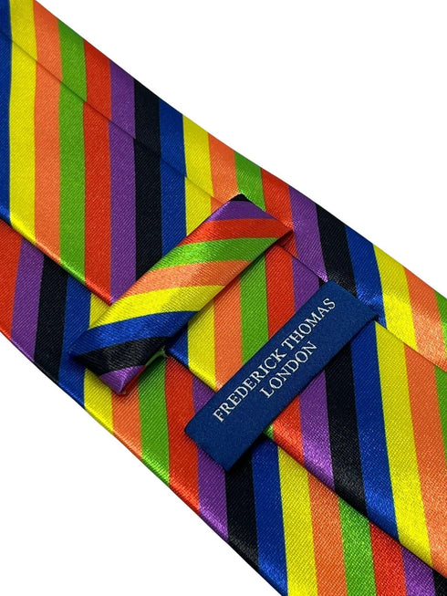 Multicoloured rainbow stripe tie