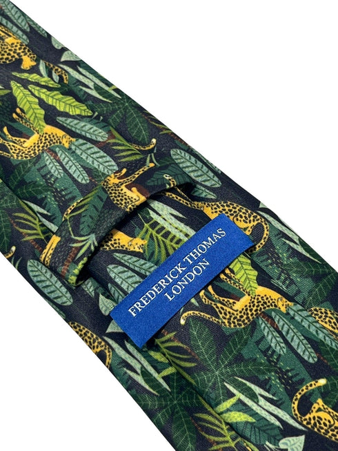 black and green jungle cheetah exotic tie