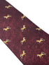 Maroon herringbone tie with thoroughbred horse design