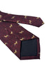 Maroon herringbone tie with thoroughbred horse design