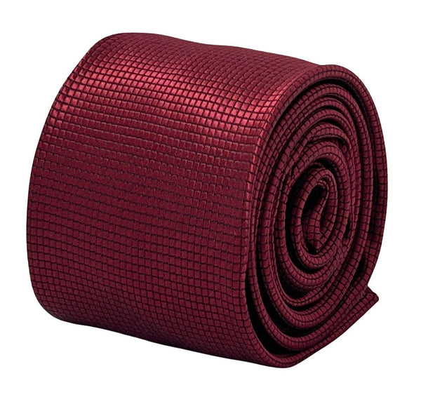 Maroon dark red tie with subtle squared design