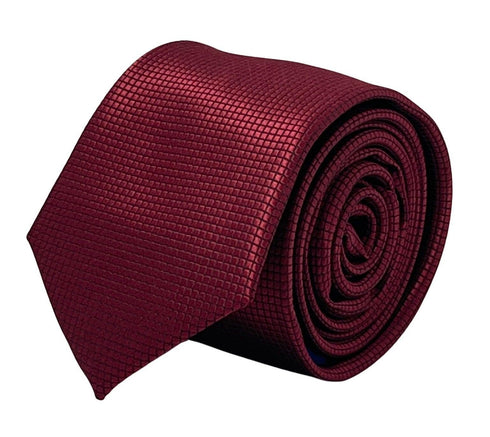 Maroon dark red tie with subtle squared design