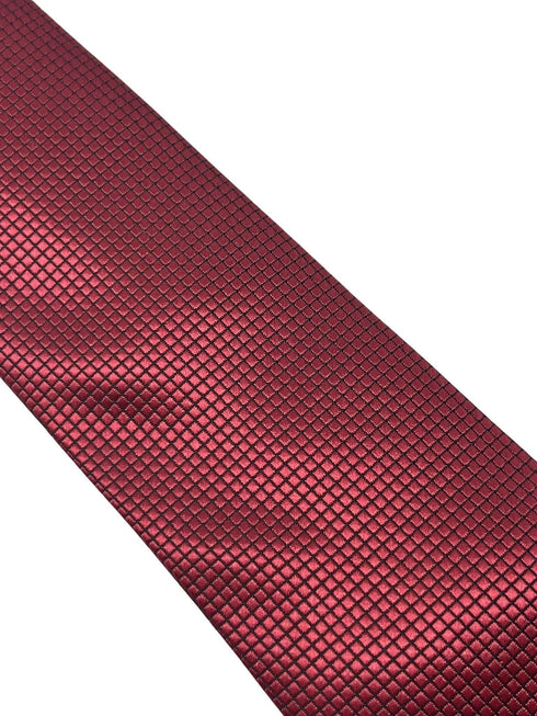 Maroon dark red tie with subtle squared design