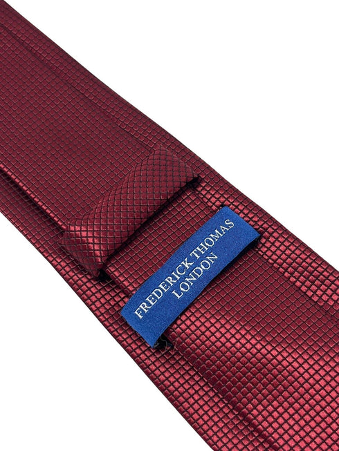 Maroon dark red tie with subtle squared design
