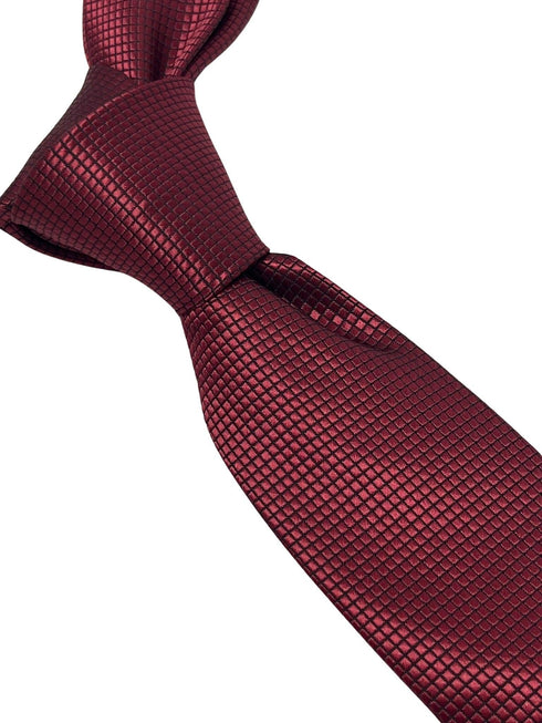 Maroon dark red tie with subtle squared design