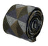 grey, blue and brown geometric triangular pattern cotton mens tie