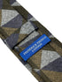 grey, blue and brown geometric triangular pattern cotton mens tie