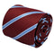 Maroon tie with light blue stripe