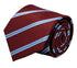 Maroon tie with light blue stripe