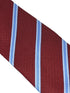 Maroon tie with light blue stripe