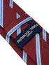 Maroon tie with light blue stripe