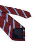 Maroon tie with light blue stripe