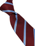 Maroon tie with light blue stripe