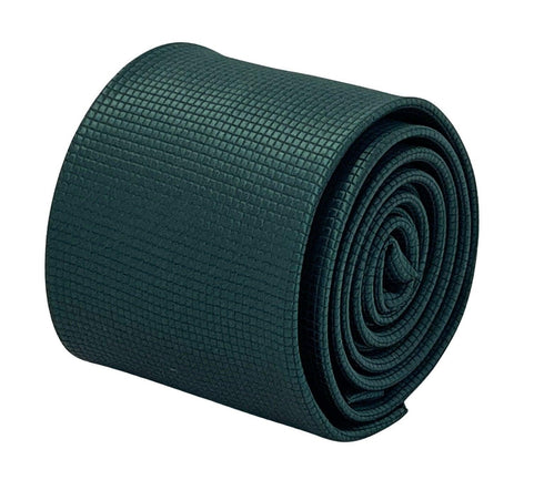 Dark forest pine green silky tie with subtle squared pattern