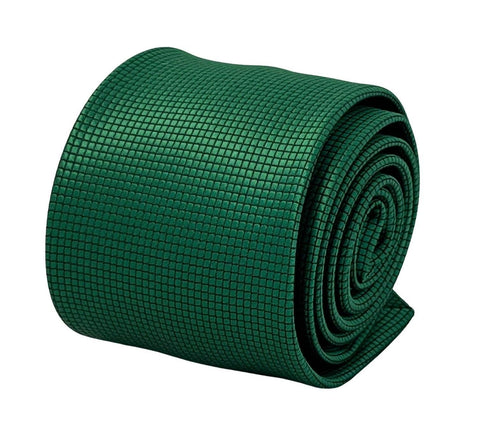emerald green silky tie with subtle squared design