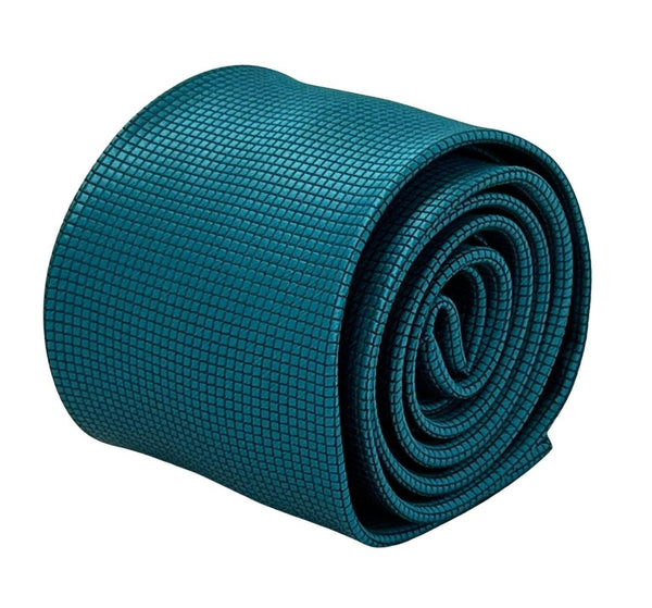 teal turquoise green silky tie with subtle squared design