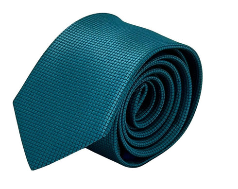 teal turquoise green silky tie with subtle squared design