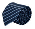dark navy blue tie with light pale blue stripe