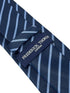 dark navy blue tie with light pale blue stripe