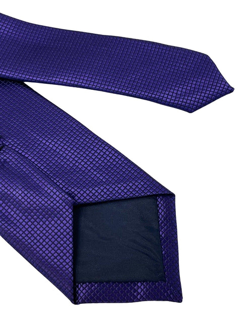 dark cadbury purple tie with subtle squared design